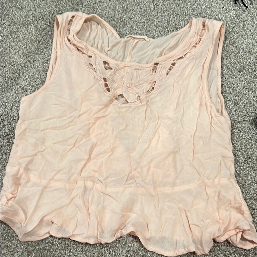 Elodie Pink Ruffled Sleeveless Tank Top